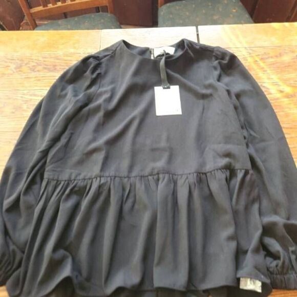 NWT Tuckernuck Pomander Place Black Carlota Peplum Blouse Sz L - Picture 2 of 4